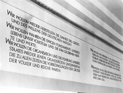Wall panel in the exhibition, 'Give me four years' time', 1937 (b/w photo)