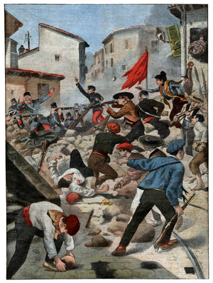 Riot in Barcelona, 1902 (print)