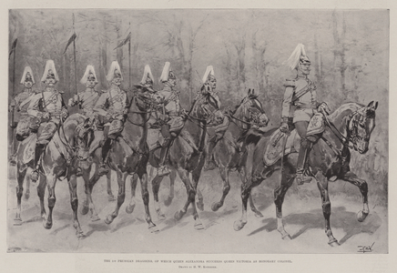 The 1st Prussian Dragoons, of which Queen Alexandra succeeds Queen Victoria as Honorary Colonel (litho)