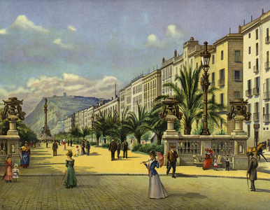 Barcelona, Paseo de Colon (chromolitho)