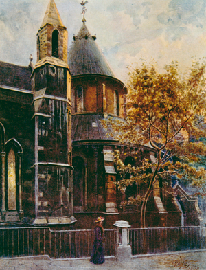 The Temple Church (colour litho)