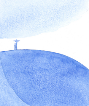 We who pray with Christ (at Holy Mass) are making the offering which He made on Calvary, offering the Sacrifice, pleading for all, 2001 (w/c on paper)