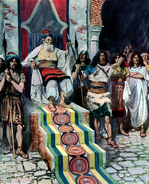 David sees the messenger arrive,  by Tissot -Bible