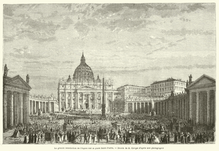 La grande benediction de Paques sur la place Saint-Pierre (engraving)