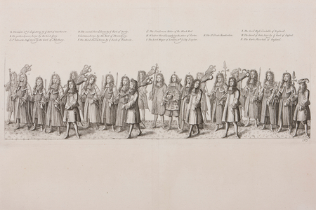 James II coronation procession, 1687 (engraving)