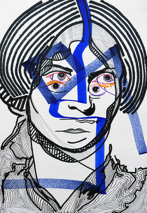 Surportrait : Charlotte Brontë, 2019 (acrylic on paper)