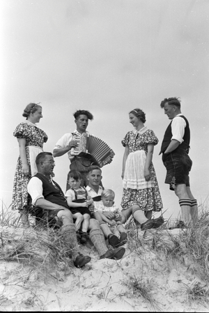 Summer holidays on the North Sea Island Borkum, Germany 1930s (b/w photo)
