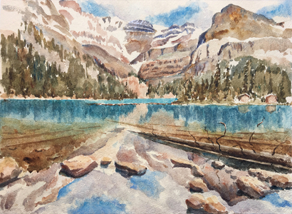 Lake O'Hara, afternoon reflections, 2016 (w/c)