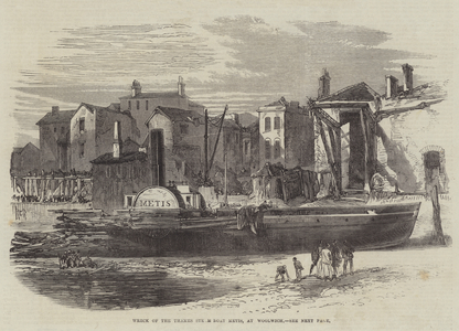 Wreck of the Thames Steam Boat Metis, at Woolwich (engraving)