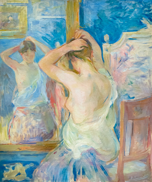 In front of the mirror, c.1890 (oil on canvas)