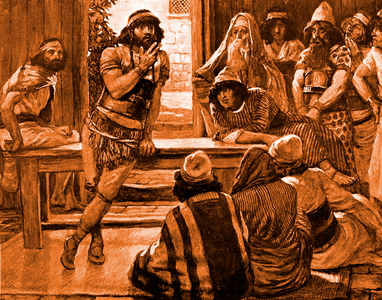 Samson puts forth a riddle by Tissot - Bible