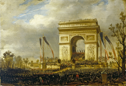 La fête de la Fraternité, April 20, 1848, place de l'Étoile: distribution of flags to the national guard, 1848 (oil on wood)