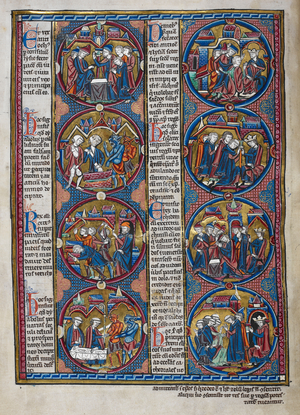Biblical scenes and moralisations in a series of eight roundels