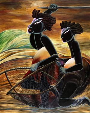 Fishing (acrylic on canvas)