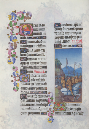 Ms. 65/1284 fol. 153v A Marching Army, from 'Très Riches Heures du Duc de Berry' (vellum)