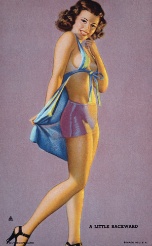 A Little Backward, Mutoscope Card, 1940s (colour litho)