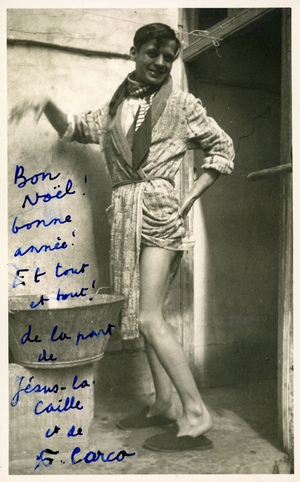 photo map of Francis Carco concerning Jesus the Quail with text and signature