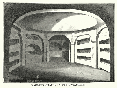 Vaulted chapel in the catacombs (engraving)