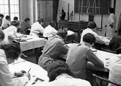 Classes in the German Master School for Fashion in Munich, 1931 (b/w photo)