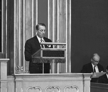Oslo 19660618. Storting debate on freedom of speech in NRK. Here politician Kristian …, 1966 (photo)