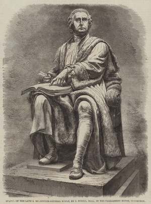 Statue of the late Lord Justice-General Boyle, by J Steell, RSA, in the Parliament House, Edinburgh (engraving)