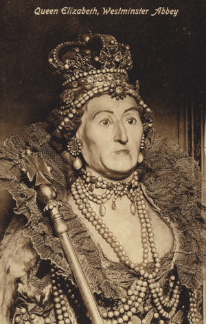 Queen Elizabeth, Westminster Abbey, London (b/w photo)