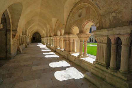 Abbey of Fontenay. The cloister, interior (photography)