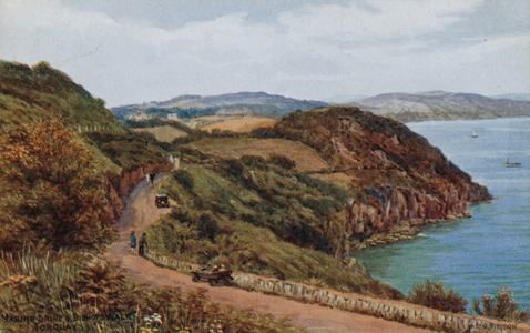 Marine Drive and Bishops Walk, Torquay (colour litho)