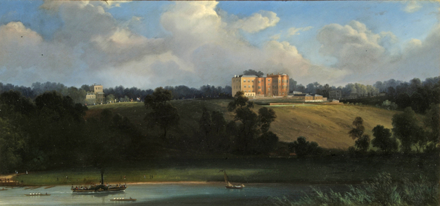 Richmond Hill from the River, Surrey, c.1830 (oil on slate)