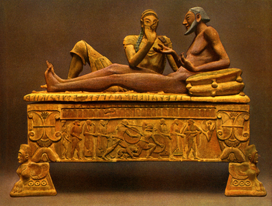 Painted Etruscan sarcophagus