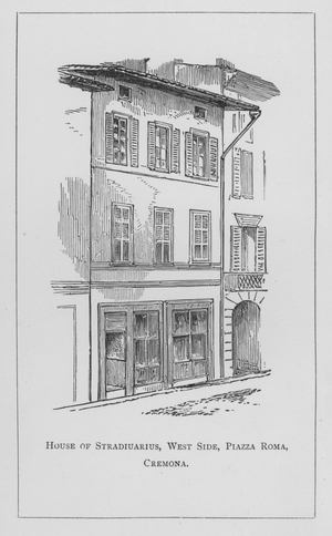 House of Stradiuarius, West Side, Piazza Roma, Cremona (engraving)