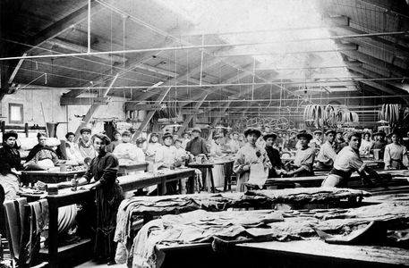 Women working in the workshop of a pneumatic factory Dunlop in Argenteuil in 1908