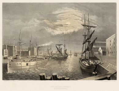 The Chicago Harbor, 1865 (litho)
