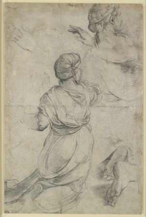 Recto: Studies for two kneeling Women, WA1846.198 (black chalk)