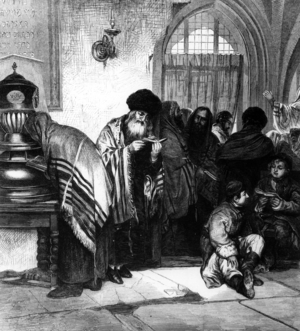 Polish Jews in a Synagogue (engraving)