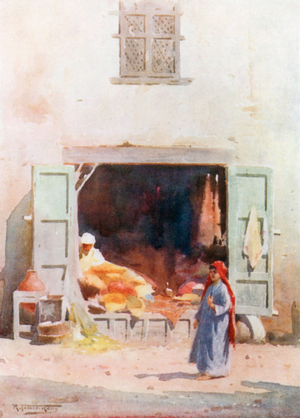 A Cairo Shop (colour litho)