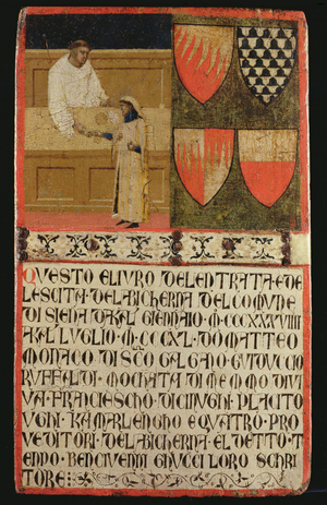 Tax Collector with Taxpayer, 1340 (oil on wood)