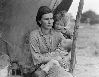 Migrant agricultural worker's family, 1936 (b/w photo)