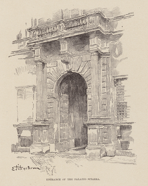 Entrance of the Palazzo Sciarra (engraving)