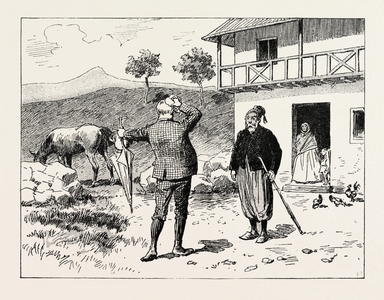 A Morning Ride in Athens, Greece, But after an Hour's Tramp I Felt Tired, and Passing a Farm, Where I Saw a Horse Grazing, I Entered Into Negotiations (by Means of My School Greek and Signs) for the Hire of the Animal for the Remainder of the Journey to the Mount, Engraving 1890