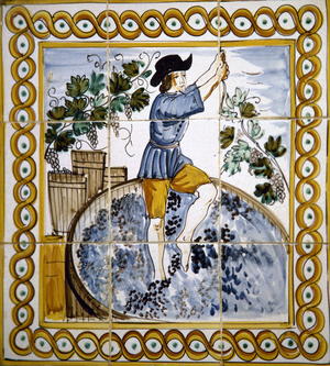 Azulejo, Pressing wine, Museum of Rural Life, L'Espluga de Francoli, Catalonia, Spain