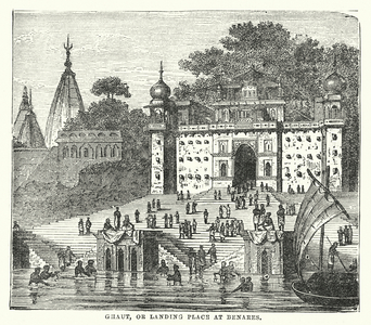Ghaut, or Landing Place at Benares (engraving)