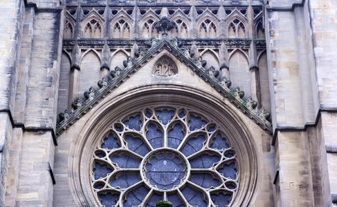 Bristol Cathedral (England) rose window, at the western end of the nave.