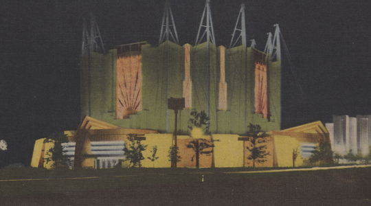 Travel And Transport Building At Night At The Century Of Progress