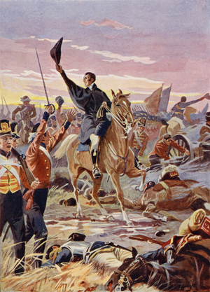 Wellington at the Battle of Waterloo, 1815 (colour litho)