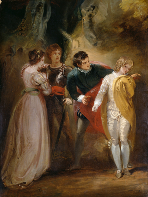 Sylvia and the Outlaws: A Scene from Shakespeare's 'Two Gentlemen of Verona' (oil on canvas)