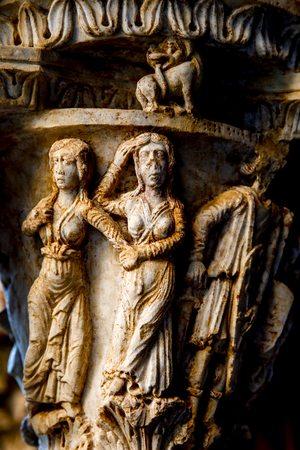 Santa Maria Nuova cathedral cloister, Monreale, Sicily, Italy. Capital. (photo)