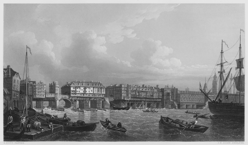 London Bridge, 1745, from the picture in the Vernon Gallery (engraving)