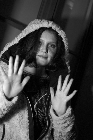 Portrait of Claire Serres (b/w photo, January 19, 2019)