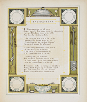 Tresspassers. Colour illustration and text from 'At Home'.